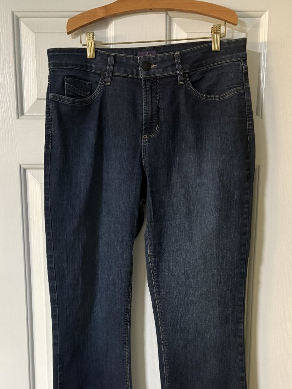 NYDJ dark denim Marilyn straight jeans, size 12